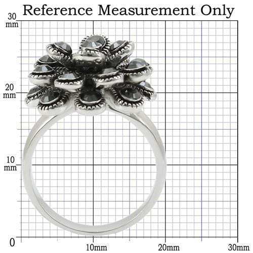 0W301 - Rhodium Brass Ring with Top Grade Crystal in Jet - Alamode - Flyclothing LLC