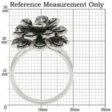 0W301 - Rhodium Brass Ring with Top Grade Crystal in Jet - Alamode - Flyclothing LLC