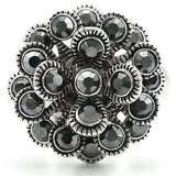 0W301 - Rhodium Brass Ring with Top Grade Crystal in Jet - Alamode - Flyclothing LLC