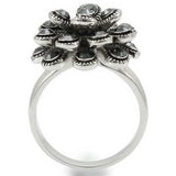 0W301 - Rhodium Brass Ring with Top Grade Crystal in Jet - Alamode - Flyclothing LLC