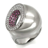 0W304 - Ruthenium Brass Ring with Synthetic Garnet in Ruby - Alamode - Flyclothing LLC