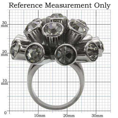 0W306 - Ruthenium Brass Ring with Top Grade Crystal in Jet - Alamode - Flyclothing LLC