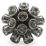 0W306 - Ruthenium Brass Ring with Top Grade Crystal in Jet - Alamode - Flyclothing LLC