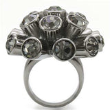 0W306 - Ruthenium Brass Ring with Top Grade Crystal in Jet - Alamode - Flyclothing LLC