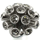 0W306 - Ruthenium Brass Ring with Top Grade Crystal in Jet - Alamode - Flyclothing LLC