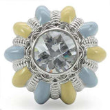 0W308 - Rhodium Brass Ring with AAA Grade CZ in Clear - Alamode - Flyclothing LLC