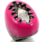 0W309 - Ruthenium Brass Ring with AAA Grade CZ in Champagne - Alamode - Flyclothing LLC