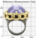 0W311 - Gold+Ruthenium Brass Ring with Milky CZ in Tanzanite - Alamode - Flyclothing LLC