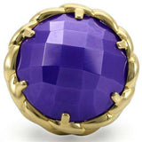 0W311 - Gold+Ruthenium Brass Ring with Milky CZ in Tanzanite - Alamode - Flyclothing LLC