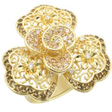 0W312 - Gold Brass Ring with AAA Grade CZ in Multi Color - Alamode - Flyclothing LLC