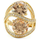 0W314 - Gold Brass Ring with AAA Grade CZ in Champagne - Alamode - Flyclothing LLC