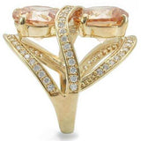 0W314 - Gold Brass Ring with AAA Grade CZ in Champagne - Alamode - Flyclothing LLC