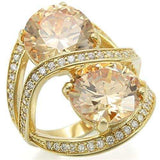 0W314 - Gold Brass Ring with AAA Grade CZ in Champagne - Alamode - Flyclothing LLC