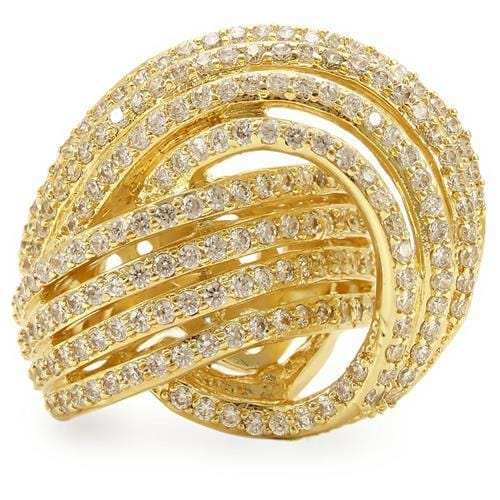 0W316 - Gold Brass Ring with AAA Grade CZ in Clear - Alamode - Flyclothing LLC