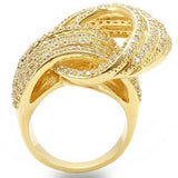 0W316 - Gold Brass Ring with AAA Grade CZ in Clear - Alamode - Flyclothing LLC