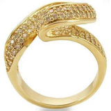 0W317 - Gold Brass Ring with AAA Grade CZ in Clear - Alamode - Flyclothing LLC