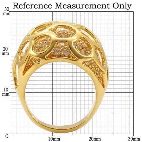 0W318 - Gold Brass Ring with AAA Grade CZ in Clear - Alamode - Flyclothing LLC