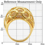 0W318 - Gold Brass Ring with AAA Grade CZ in Clear - Alamode - Flyclothing LLC