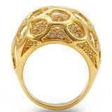 0W318 - Gold Brass Ring with AAA Grade CZ in Clear - Alamode - Flyclothing LLC