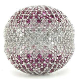 0W322 - Rhodium Brass Ring with AAA Grade CZ in Multi Color - Alamode - Flyclothing LLC