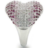 0W322 - Rhodium Brass Ring with AAA Grade CZ in Multi Color - Alamode - Flyclothing LLC