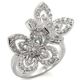 0W336 - Rhodium Brass Ring with AAA Grade CZ in Clear - Alamode - Flyclothing LLC