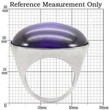 0W345 - Rhodium Brass Ring with Genuine Stone in Amethyst - Alamode - Flyclothing LLC