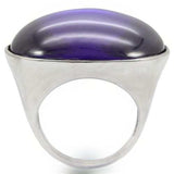 0W345 - Rhodium Brass Ring with Genuine Stone in Amethyst - Alamode - Flyclothing LLC