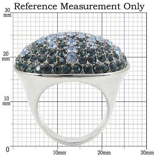 0W347 - Rhodium + Ruthenium Brass Ring with Top Grade Crystal in Light Sapphire - Alamode - Flyclothing LLC