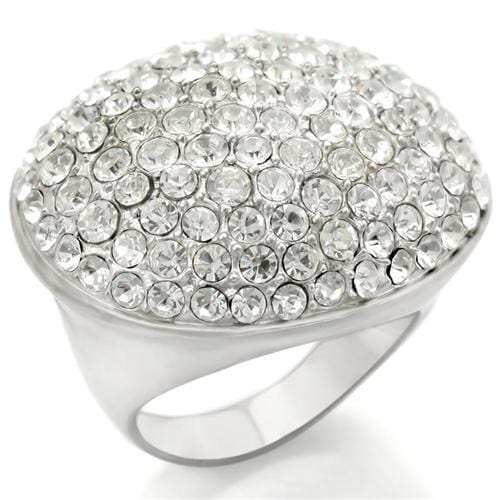 0W348 - Rhodium+Brushed Brass Ring with Top Grade Crystal in Clear - Alamode - Flyclothing LLC