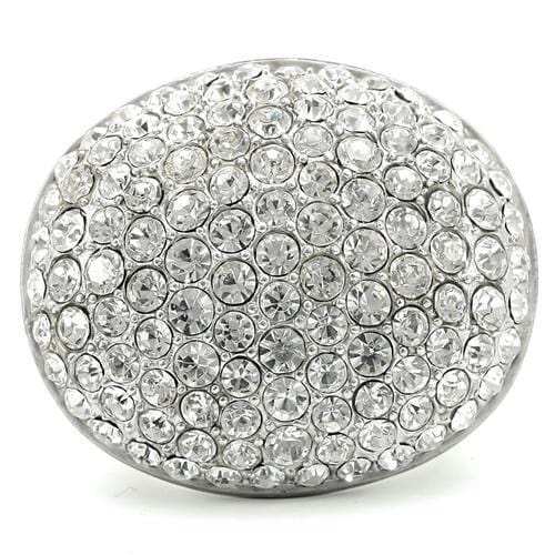 0W348 - Rhodium+Brushed Brass Ring with Top Grade Crystal in Clear - Alamode - Flyclothing LLC