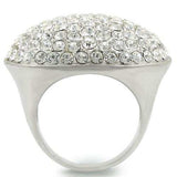 0W348 - Rhodium+Brushed Brass Ring with Top Grade Crystal in Clear - Alamode - Flyclothing LLC