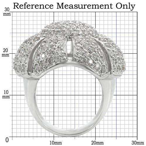 0W349 - Rhodium Brass Ring with AAA Grade CZ in Clear - Alamode - Flyclothing LLC