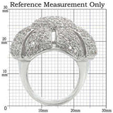 0W349 - Rhodium Brass Ring with AAA Grade CZ in Clear - Alamode - Flyclothing LLC