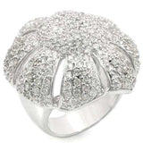 0W349 - Rhodium Brass Ring with AAA Grade CZ in Clear - Alamode - Flyclothing LLC