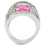 0W350 - Rhodium Brass Ring with AAA Grade CZ in Rose - Alamode - Flyclothing LLC