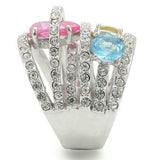 0W350 - Rhodium Brass Ring with AAA Grade CZ in Rose - Alamode - Flyclothing LLC