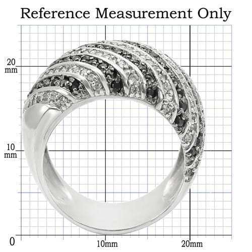 0W351 - Rhodium + Ruthenium Brass Ring with AAA Grade CZ in Jet - Alamode - Flyclothing LLC