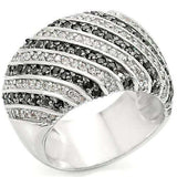 0W351 - Rhodium + Ruthenium Brass Ring with AAA Grade CZ in Jet - Alamode - Flyclothing LLC