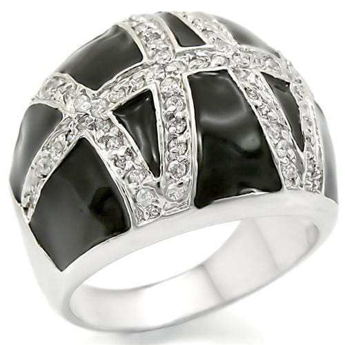 0W355 - Rhodium Brass Ring with AAA Grade CZ in Clear - Alamode - Flyclothing LLC