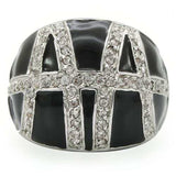 0W355 - Rhodium Brass Ring with AAA Grade CZ in Clear - Alamode - Flyclothing LLC