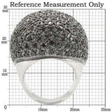 0W362 - Rhodium + Ruthenium Brass Ring with AAA Grade CZ in Jet - Alamode - Flyclothing LLC