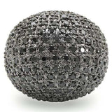 0W362 - Rhodium + Ruthenium Brass Ring with AAA Grade CZ in Jet - Alamode - Flyclothing LLC