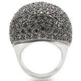 0W362 - Rhodium + Ruthenium Brass Ring with AAA Grade CZ in Jet - Alamode - Flyclothing LLC