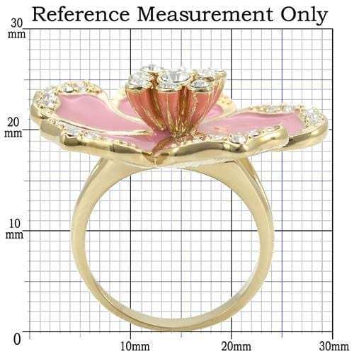 0W376 - Gold Brass Ring with Top Grade Crystal in Clear - Alamode - Flyclothing LLC