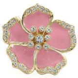 0W376 - Gold Brass Ring with Top Grade Crystal in Clear - Alamode - Flyclothing LLC