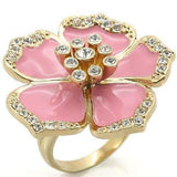 0W376 - Gold Brass Ring with Top Grade Crystal in Clear - Alamode - Flyclothing LLC