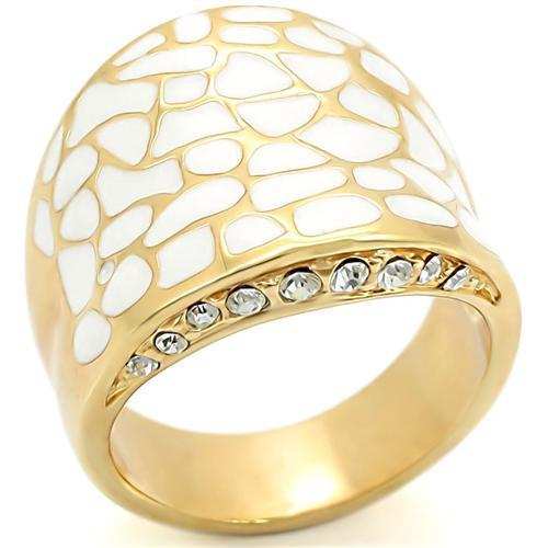 0W379 - Gold Brass Ring with Top Grade Crystal in Clear - Alamode - Flyclothing LLC