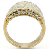 0W379 - Gold Brass Ring with Top Grade Crystal in Clear - Alamode - Flyclothing LLC