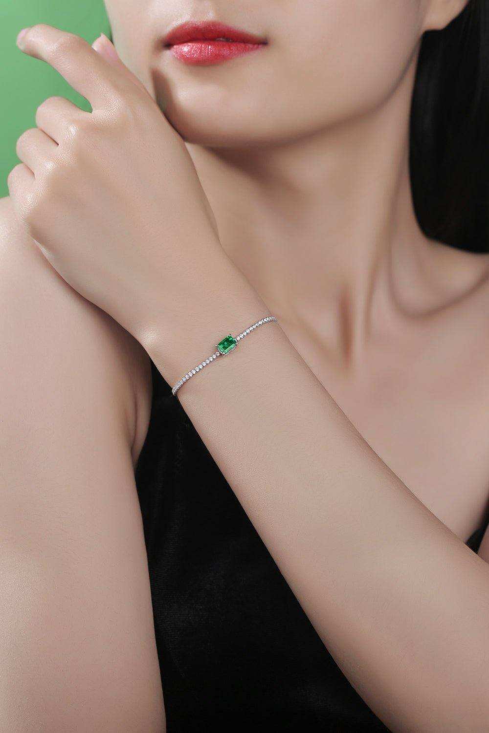 1 Carat Lab-Grown Emerald Bracelet - Trendsi - Flyclothing LLC